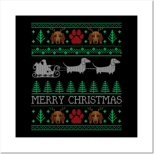 Christmas Dachshund Wiener Dog Dachshund Ugly Christmas Sweater Posters and Art